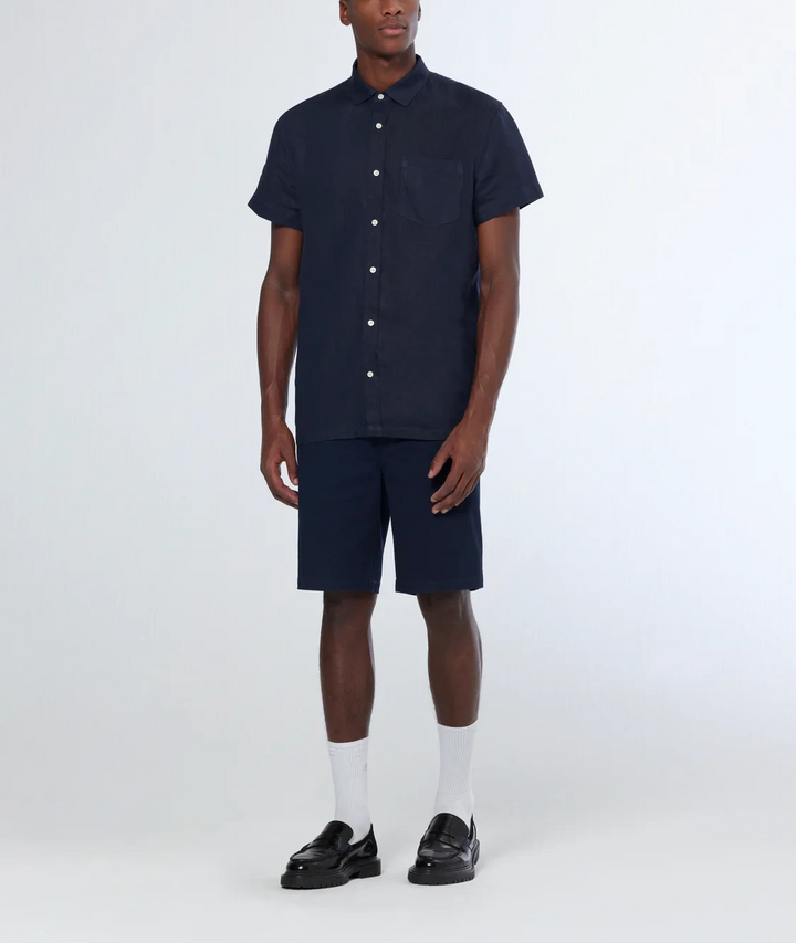 Scotch & Soda Core Regular Fit Short Sleeve Linen Shirt MSRP $118