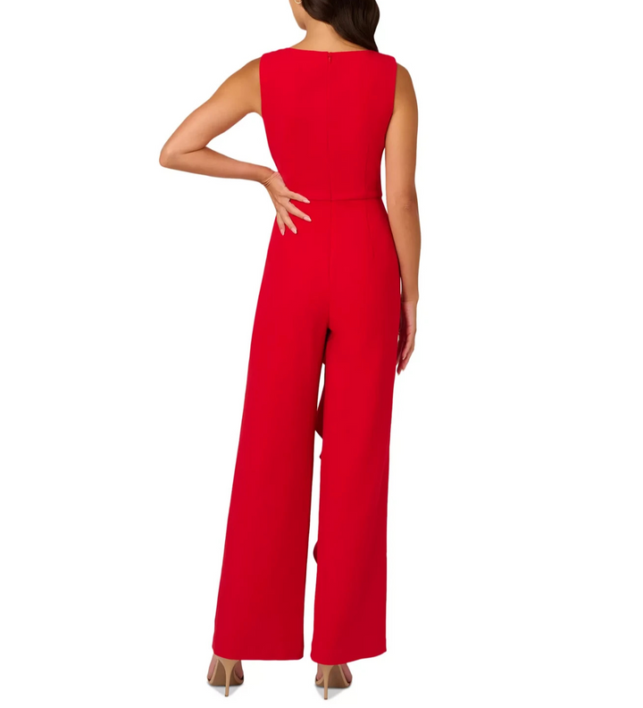 Adrianna Papell Women's Ruffle Knit Crepe Jumpsuit MSRP $179