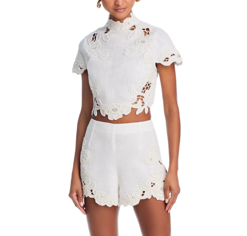 Cult Gaia Filippa Embroidered Crop Top MSRP $598