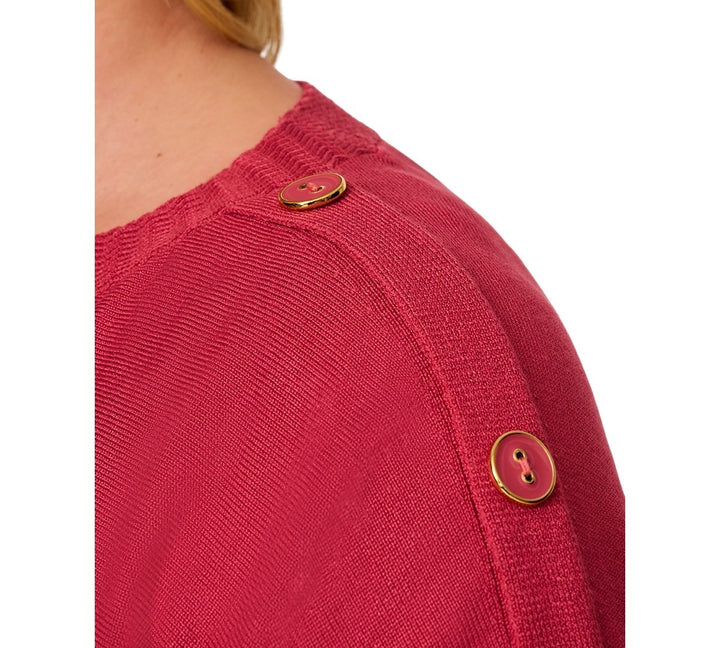 Melissa Paige Plus Size Zigzag-Trim Button-Shoulder Sweater MSRP $51.50