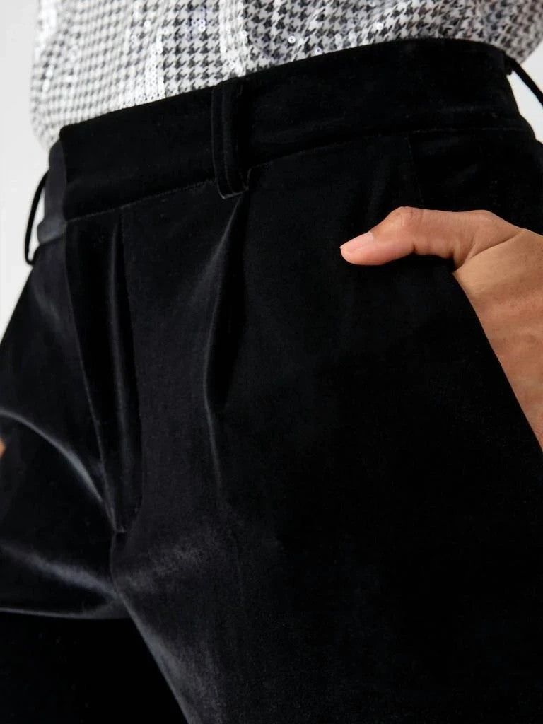 Sanctuary Faye Velvet Pleated Wide Leg Pants MSRP $99