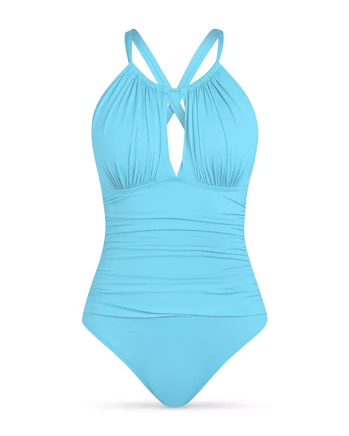 La Blanca Ruched Cutout One Piece Swimsuit MSRP $129