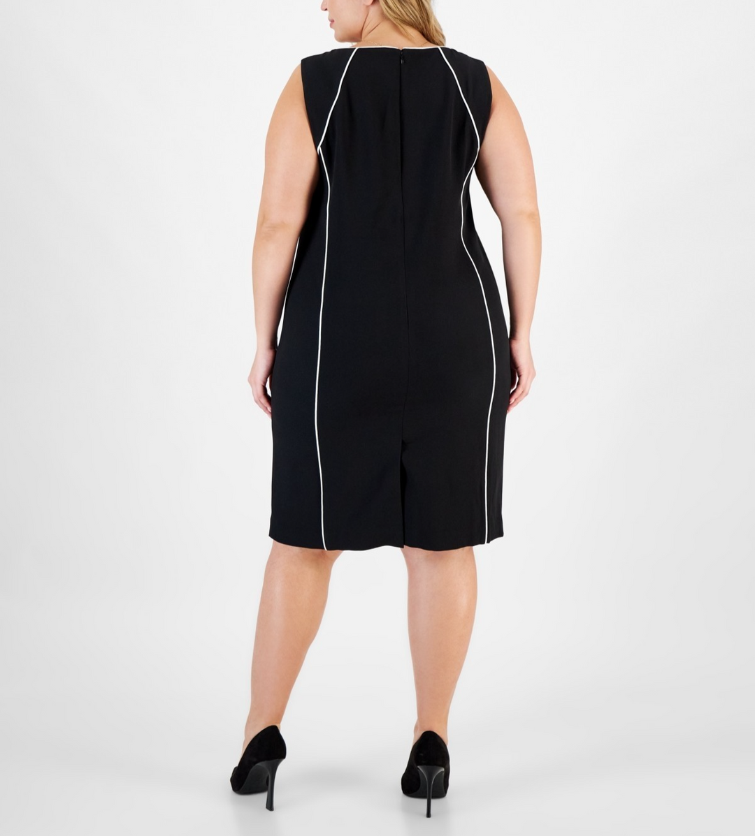 Kasper Plus Size Tipped Sleeveless Sheath Dress MSRP $99