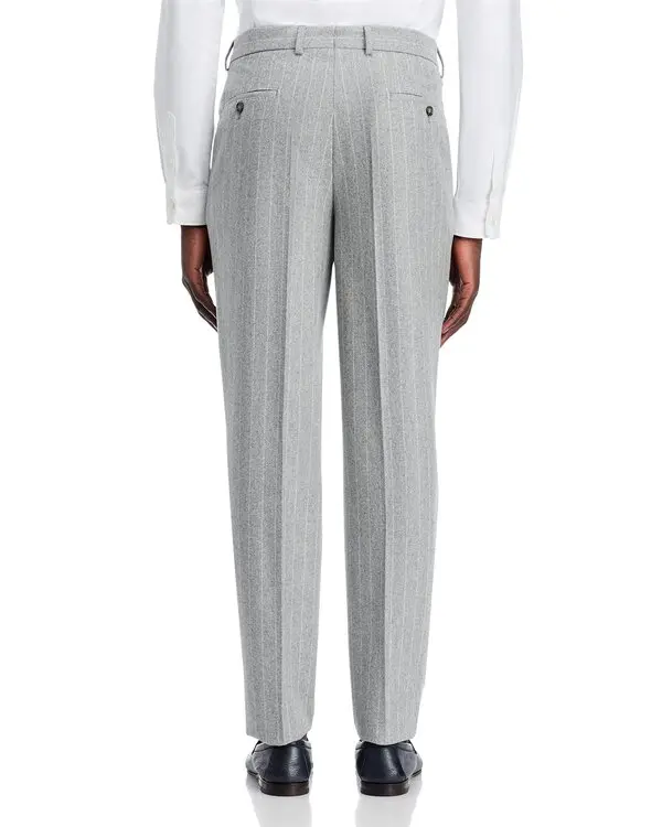 Boss Stripe Relaxed Fit Pleated Dress Unfinished Hem Pants MSRP $445