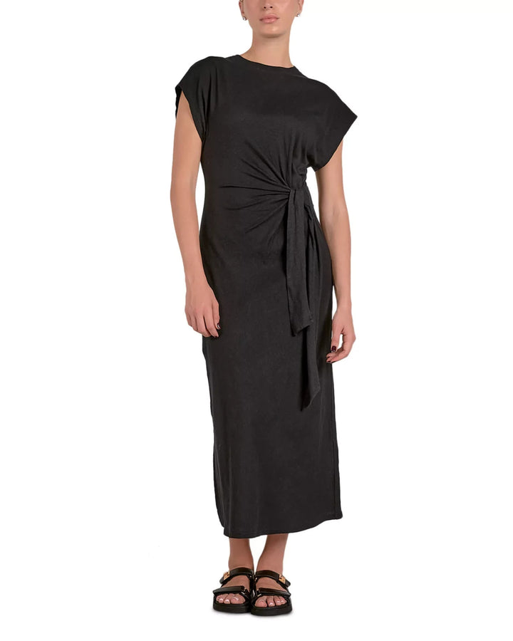Elan Cap Sleeve Side Tie Midi Dress MSRP $86