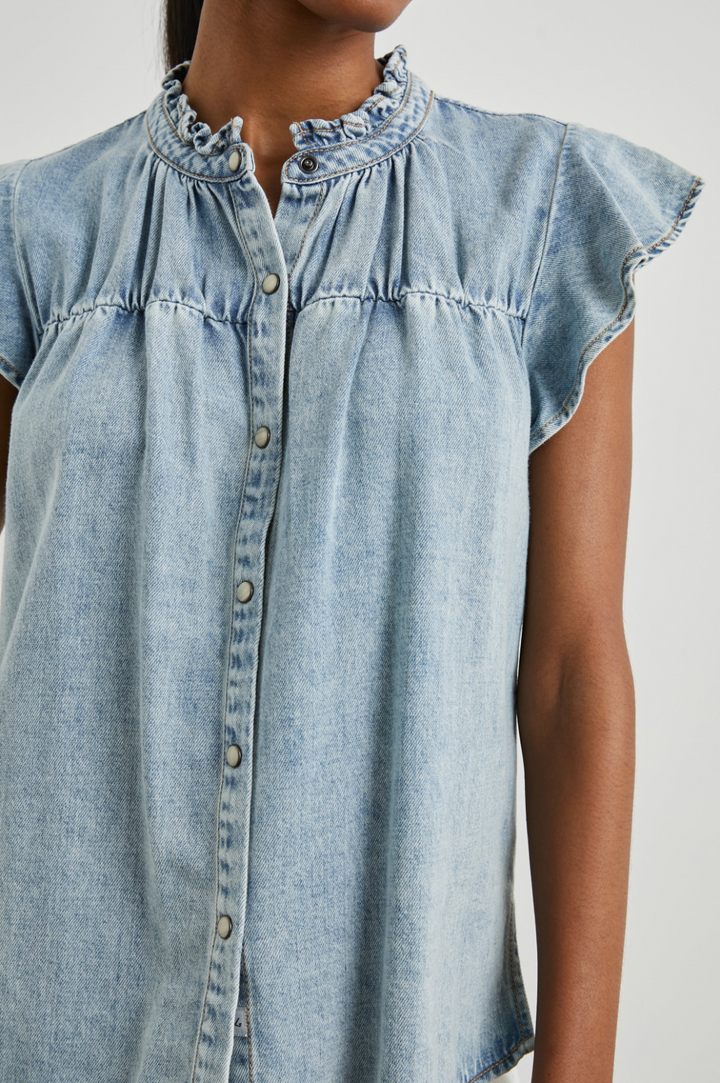 Rails Women's Ruthie Faded Denim Top MSRP $168
