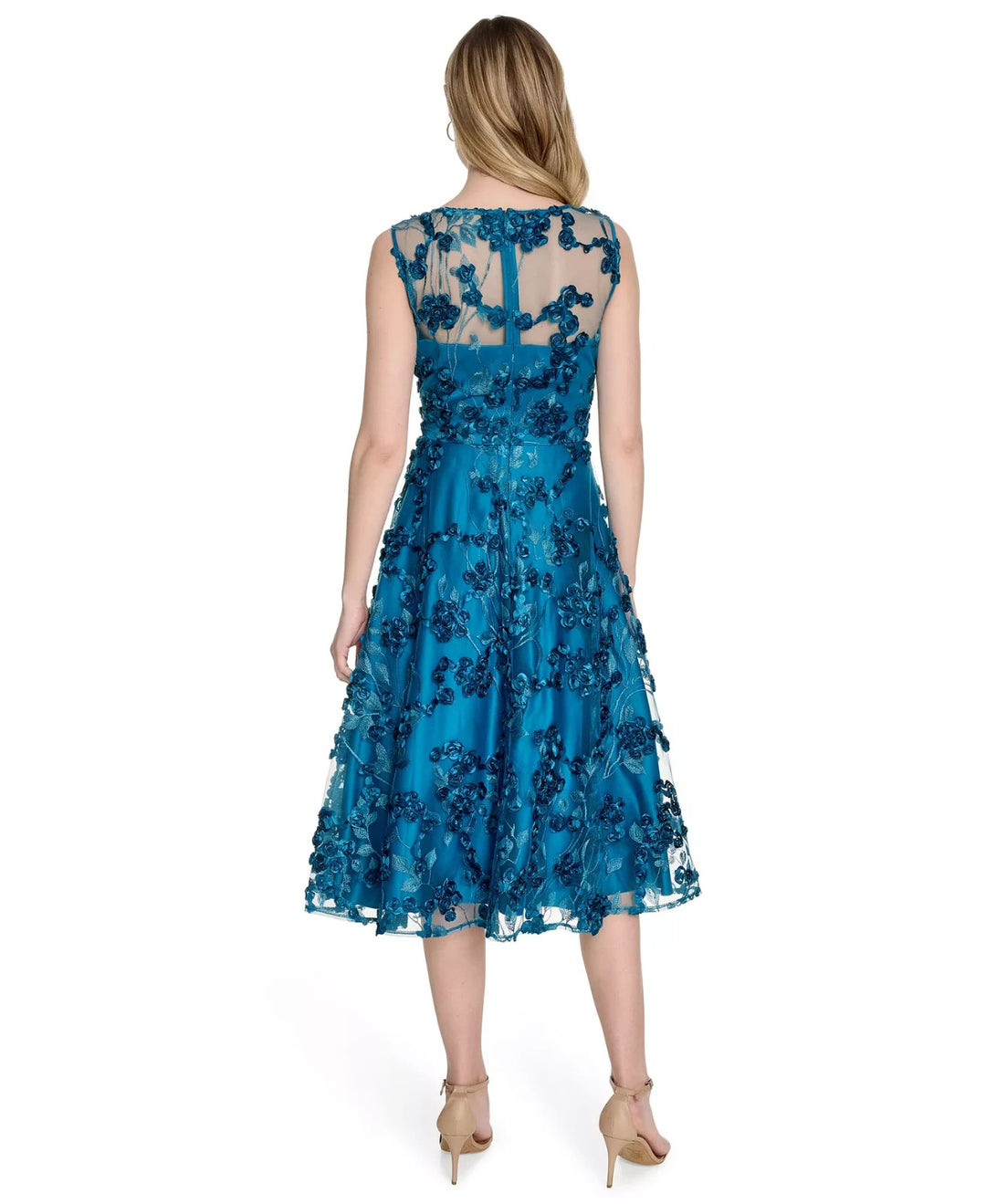 Eliza J Women's Embroidered-Mesh Sleeveless Fit & Flare Dress MSRP $298