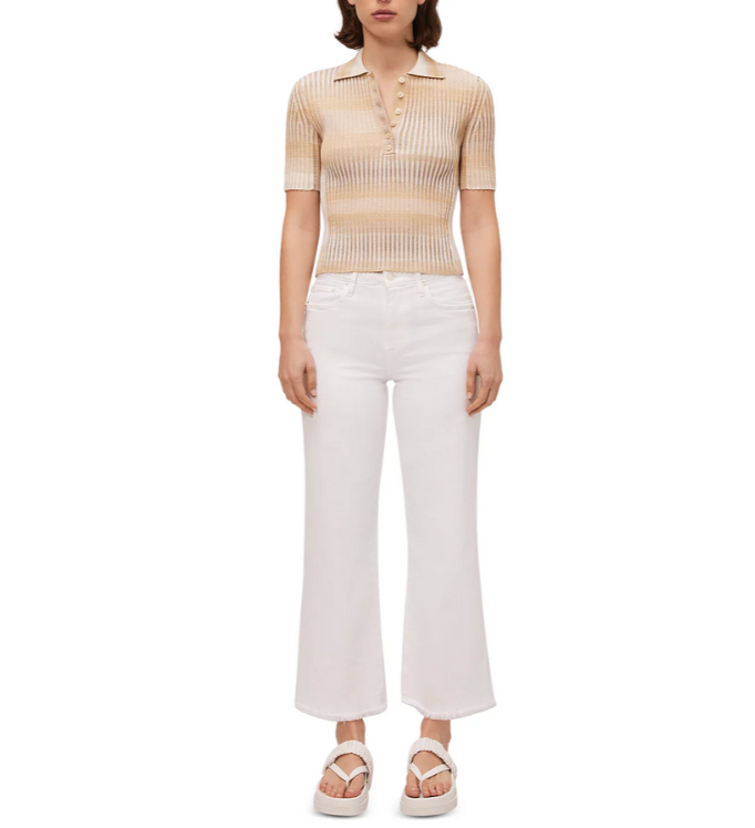 SIMKHAI Devina Short Sleeve Polo Shirt MSRP $345