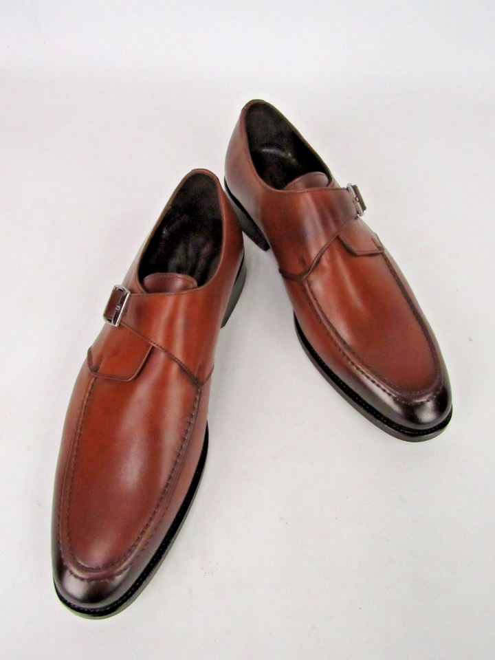 Men’s Premium Calfskin Leather Single Monk Strap Shoes – Handcrafted Size EU 41