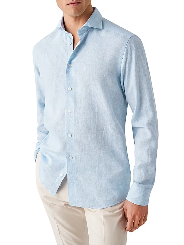 Eton Contemporary Fit Linen Shirt MSRP $280