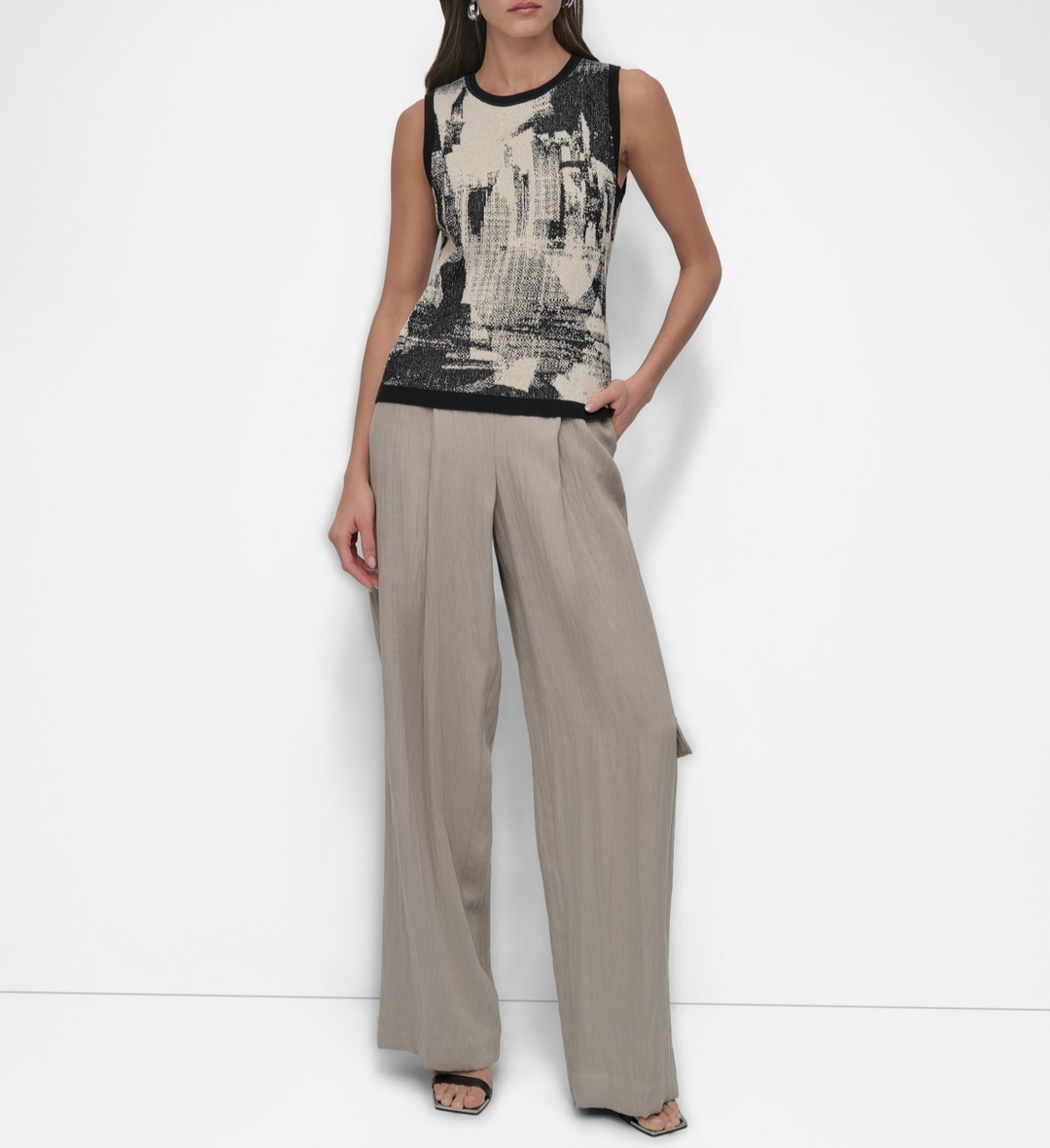 DKNY Women's Boucle Printed Tank Top MSRP $79
