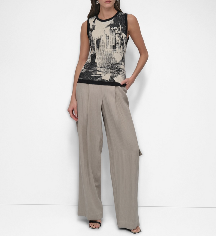 DKNY Women's Boucle Printed Tank Top MSRP $79