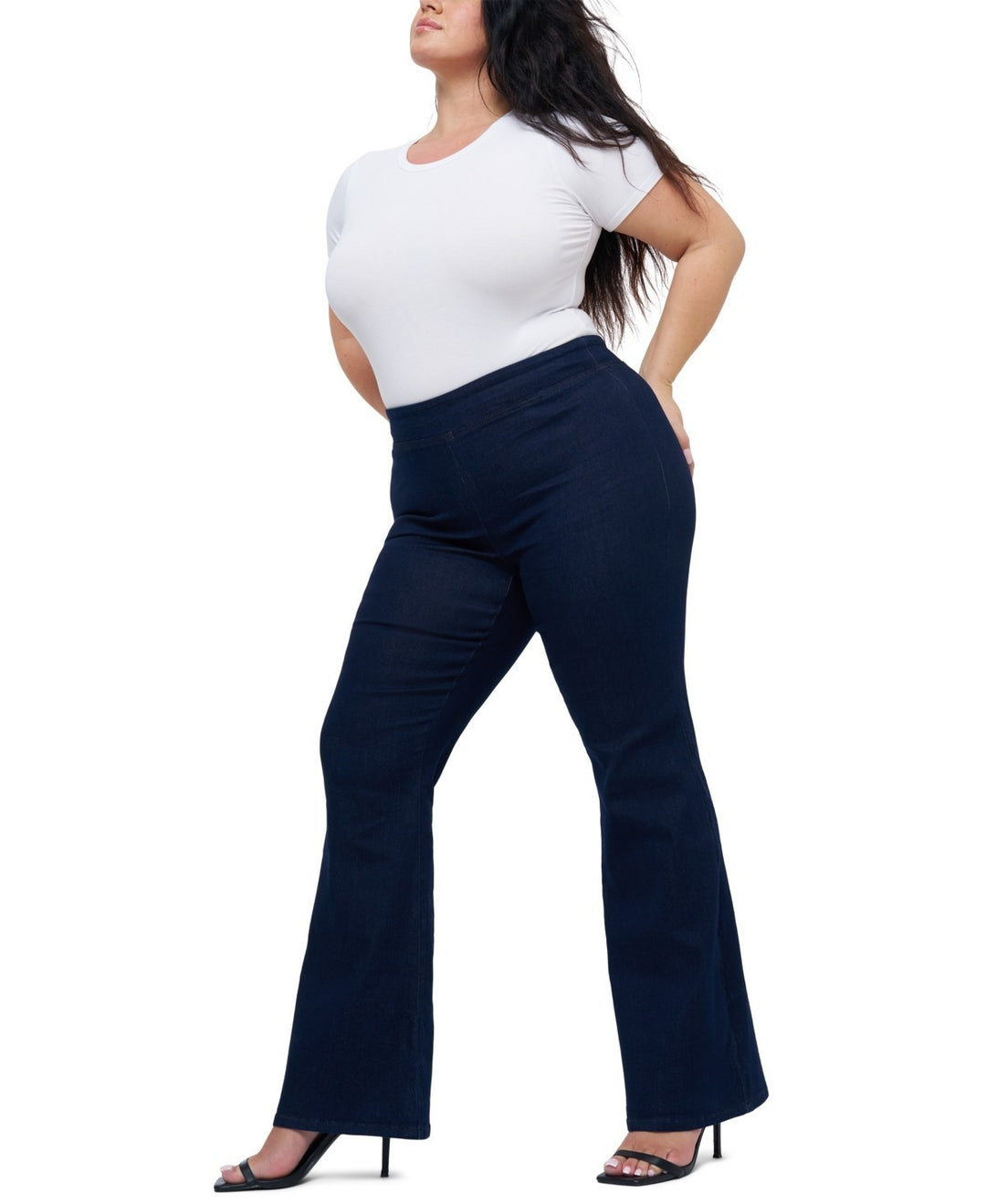 Seven7 Plus Size Flare High Rise Pull on Jeans MSRP $89