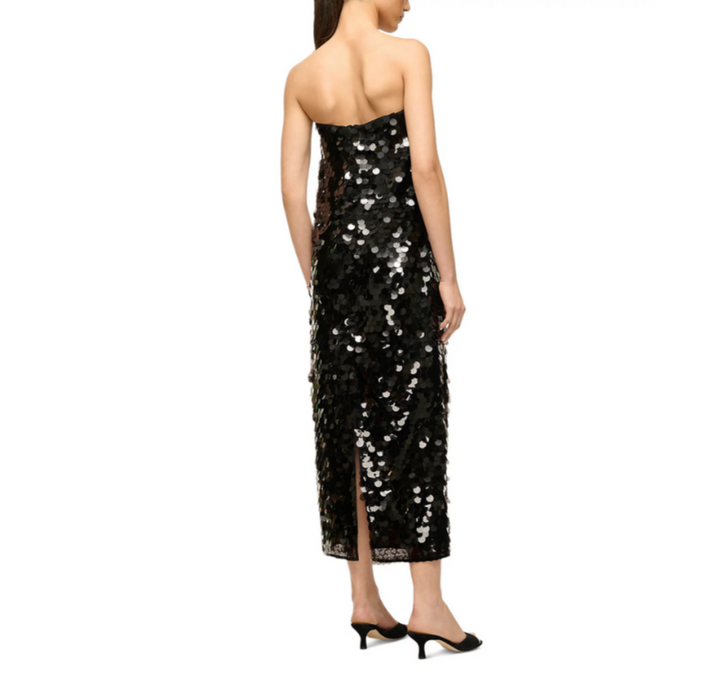 STAUD Casey Paillette Strapless Dress MSRP $595