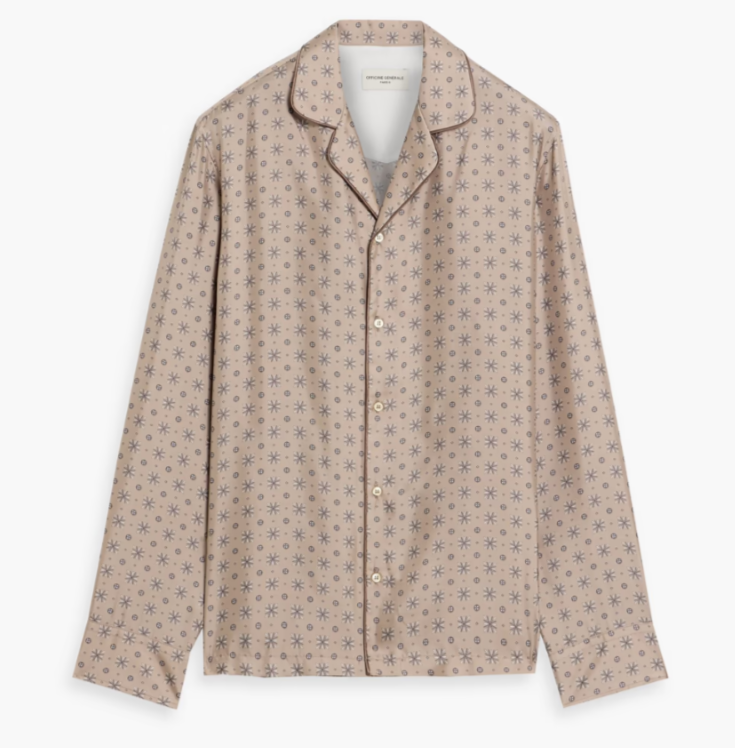 OFFICINE GÉNÉRALE Erwan Printed Silk Shirt MSRP $720
