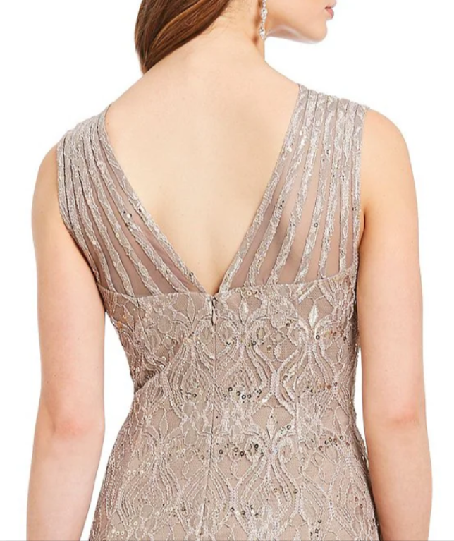 R & M Richards Petite Sequin Lace Gown MSRP $159