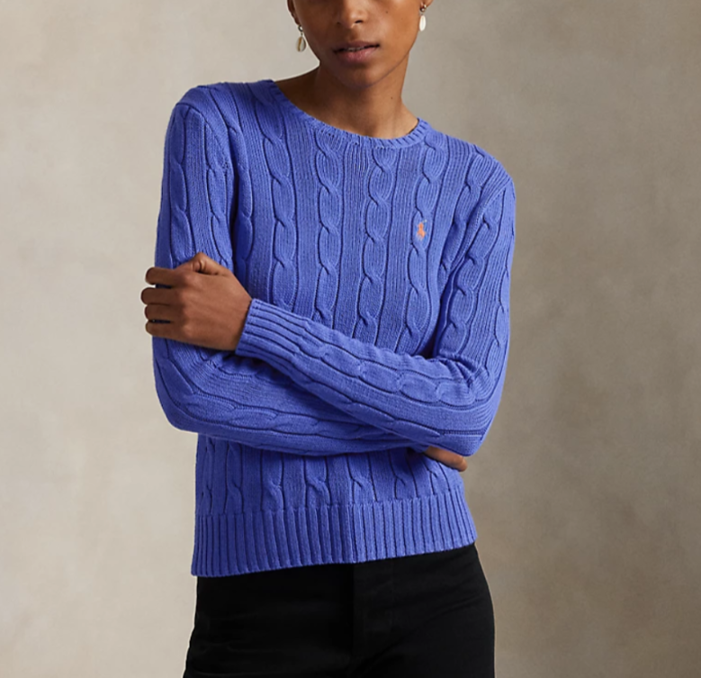 Polo Ralph Lauren Cable-Knit Cotton Crewneck Sweater MSRP $148