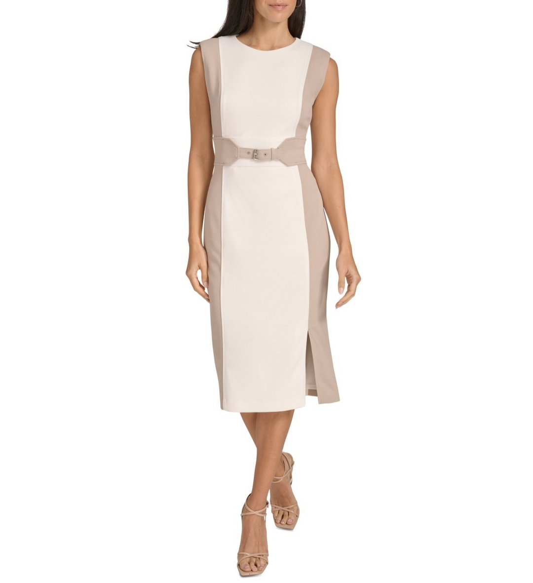 Calvin Klein Women's Jewel-Neck Scuba Crepe Sheath Dress MSRP $134