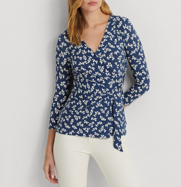 Lauren Ralph Lauren Floral Faux-Wrap Top MSRP $99