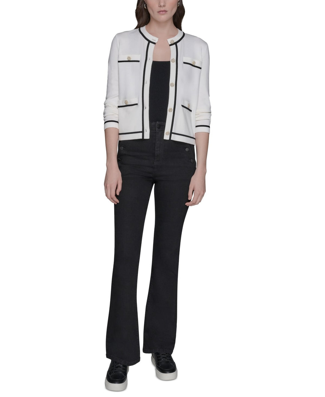 KARL LAGERFELD PARIS Women's Sailor Flared-Leg Jeans MSRP $109.50