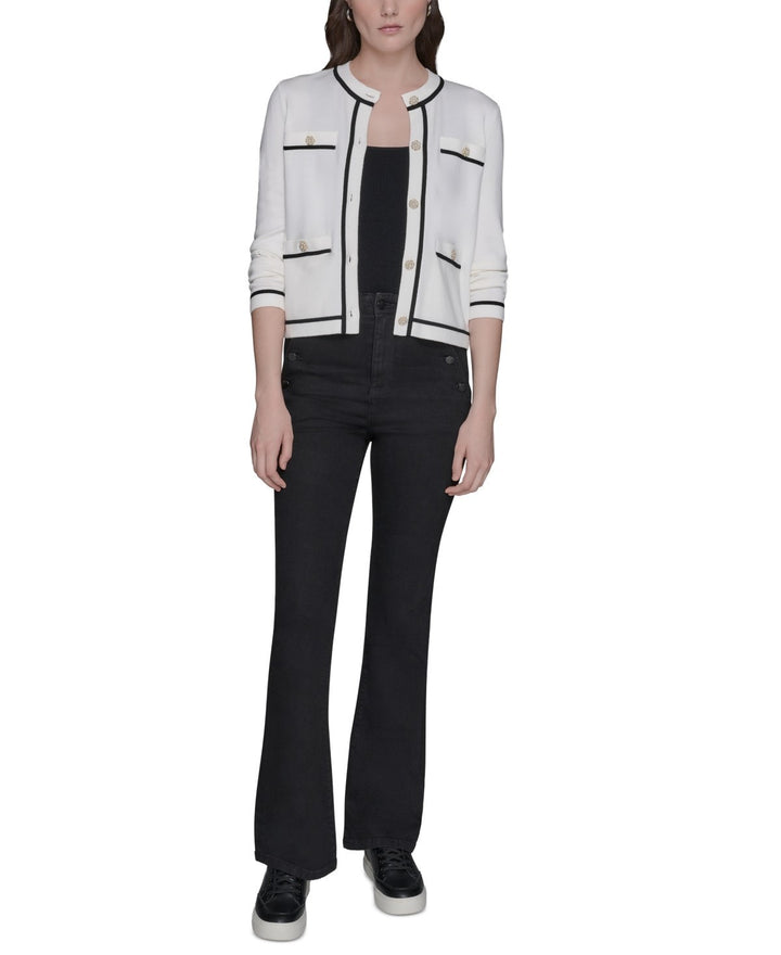 KARL LAGERFELD PARIS Women's Sailor Flared-Leg Jeans MSRP $109.50