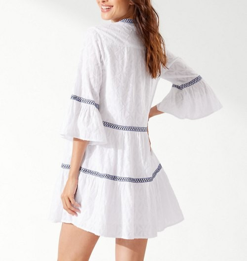 Tommy Bahama Cotton Clip Embellished Tier Cover Up MSRP $135