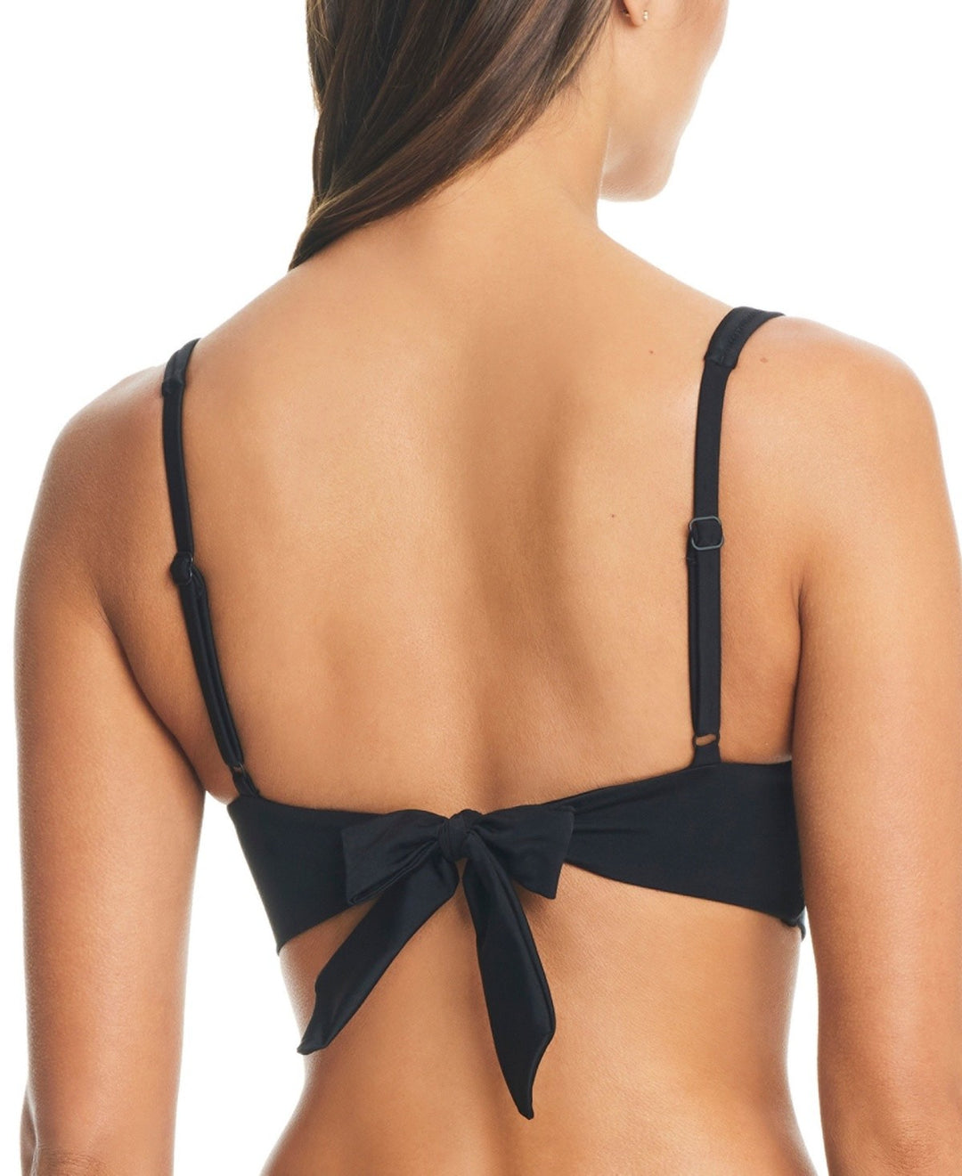 Bar III Women's Resort Solids Ring-Detail Tie-Back Bikini Top MSRP $48