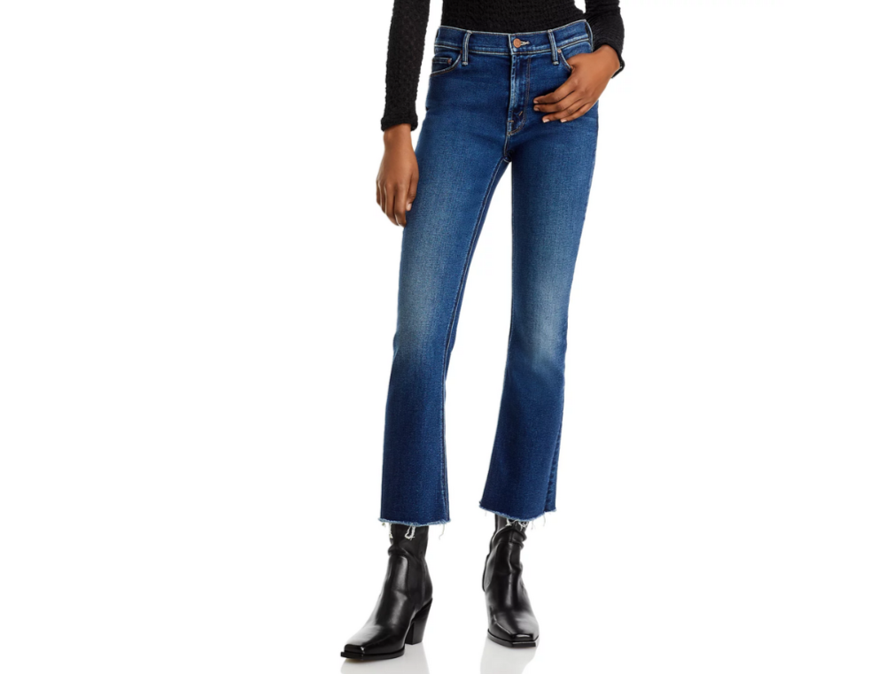MOTHER The Outsider High Rise Ankle Fray Flare Jeans MSRP $258