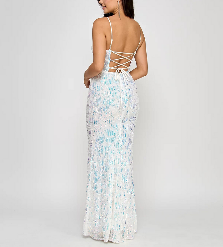 Say Yes To The Dress Juniors' Sequin Scoop-Neck Gown MSRP $219