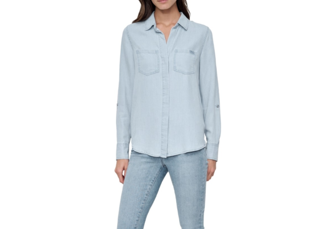 DKNY Jeans Roll-Tab-Sleeve Button-Front Shirt MSRP $79