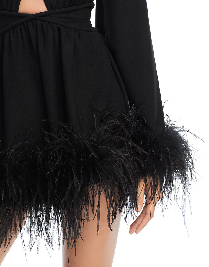 The New Arrivals by Ilkyaz Ozel Ornella Feather Dress $2350 Size 38 # 10A 2713 N