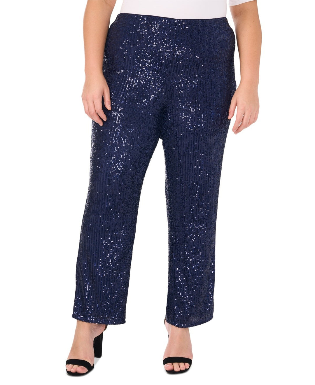 Msk Plus Size Sequined Mesh Pull-on Palazzo Pants MSRP $79