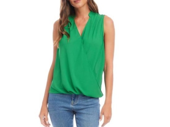 Karen Kane Sleeveless Drape Front Top MSRP $88