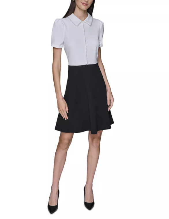 KARL LAGERFELD PARIS Scuba Crepe Fit & Flare Dress MSRP $159