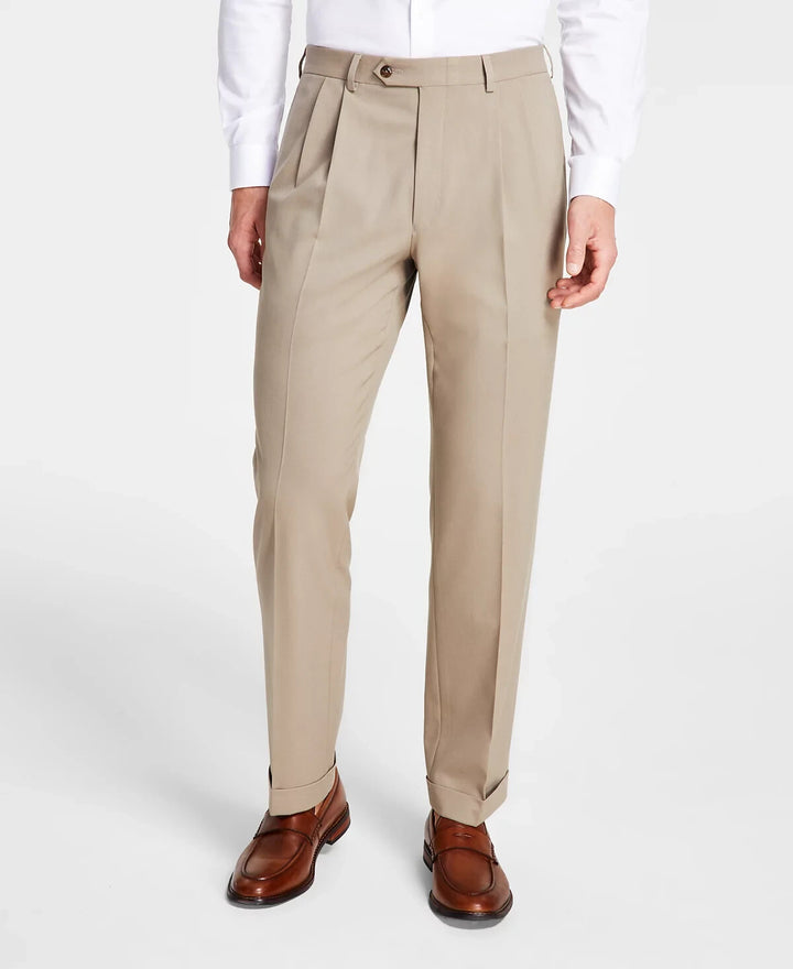 Michael Kors Men's Pleated Solid Classic Fit Pants MSRP $95