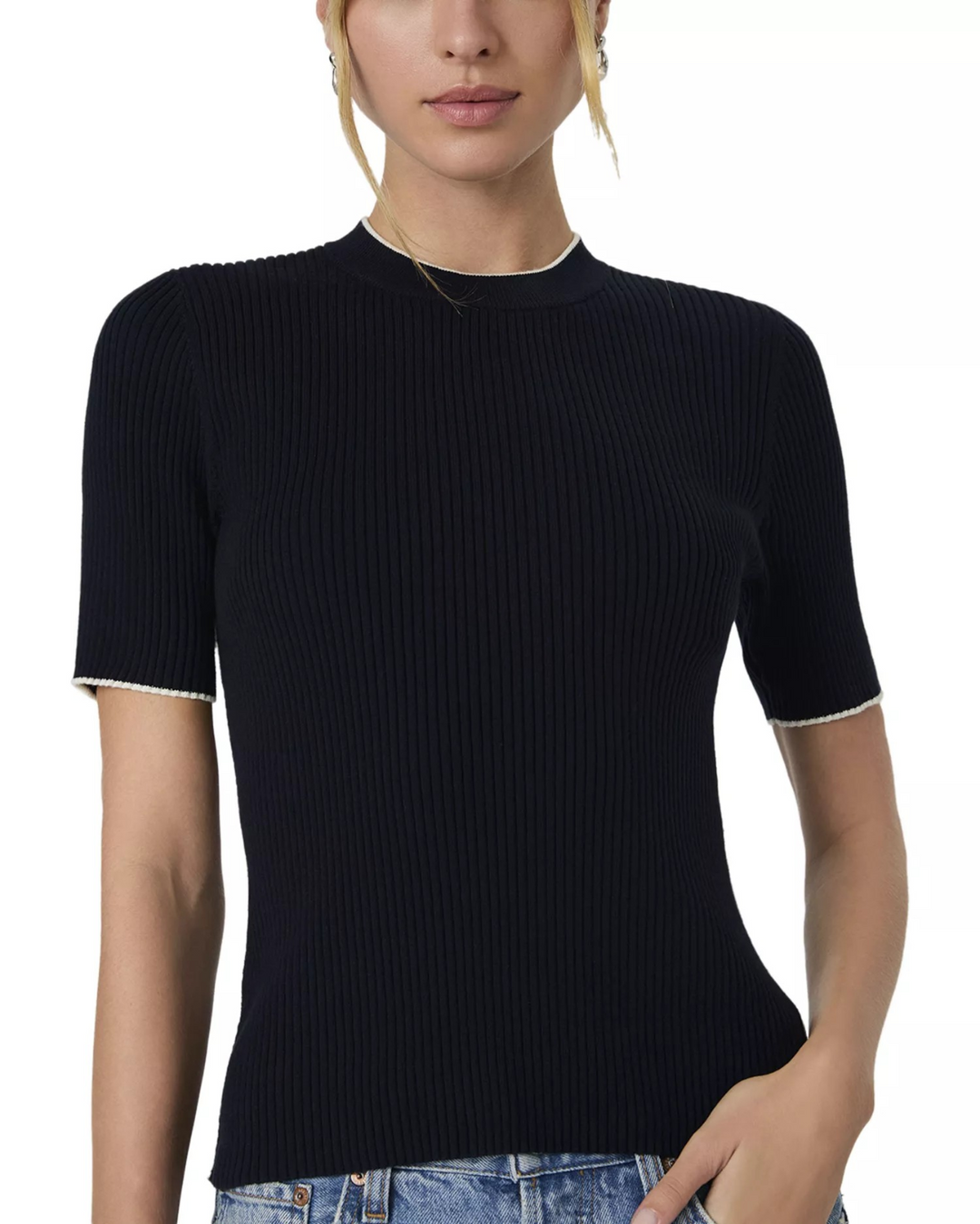 FRENCH CONNECTION Mozza Short Sleeve Sweater MSRP $98