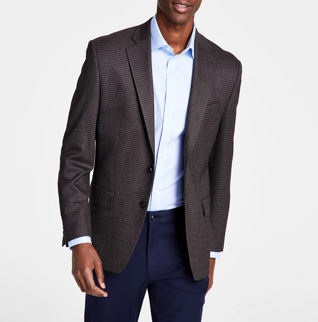 Michael Kors Men's Classic-Fit Stretch Check Sport Coat MSRP $295