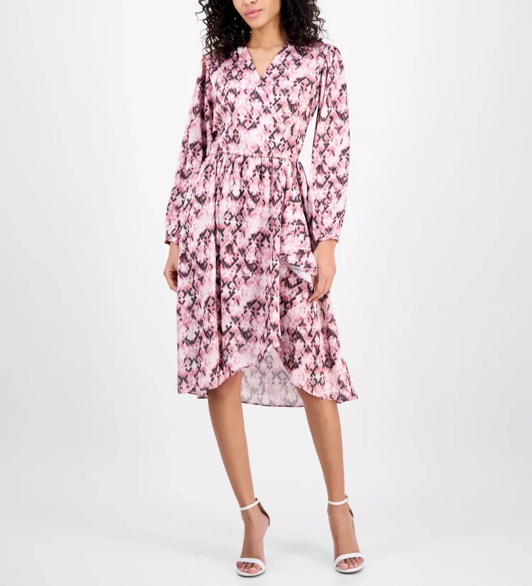 BOSS Orange Women's Printed Long-Sleeve Fit & Flare Dress MSRP $178