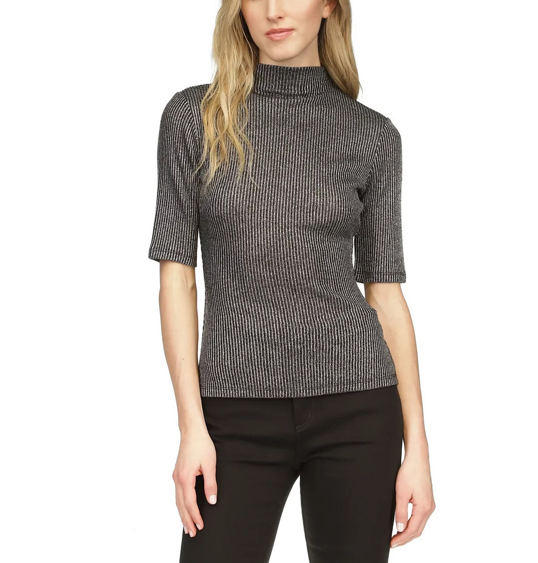MICHAEL Michael Kors Metallic Funnel-Neck Top MSRP $78