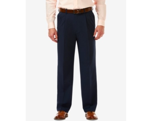 Haggar Men's Cool 18 Pro Classic-Fit Pleated Stretch Dress Pant MSRP $70