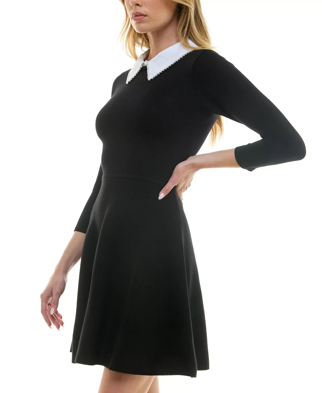 BCX Juniors' Faux Pearl-Collar Fit & Flare Dress MSRP $59
