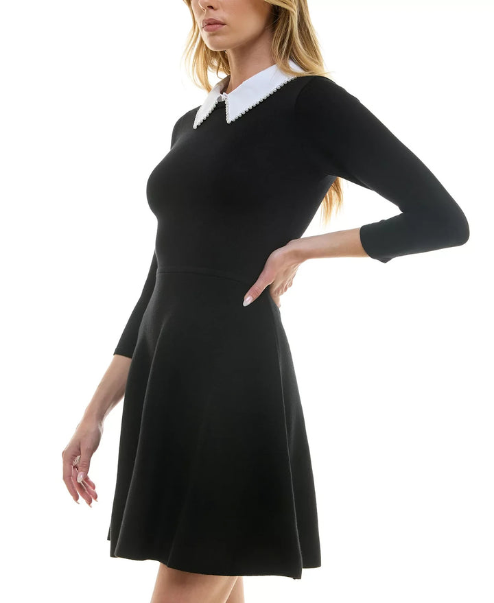 BCX Juniors' Faux Pearl-Collar Fit & Flare Dress MSRP $59