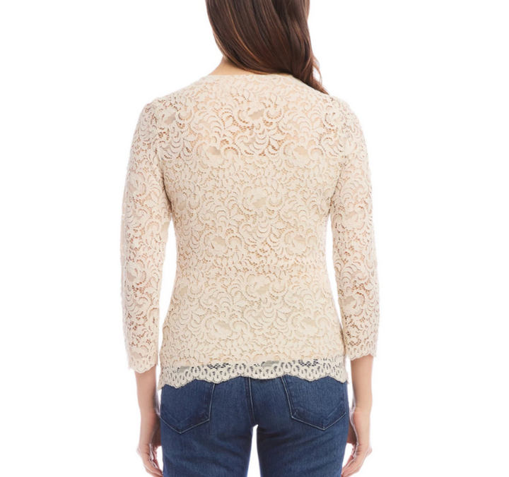 Karen Kane Lace Scalloped Edge Top MSRP $118