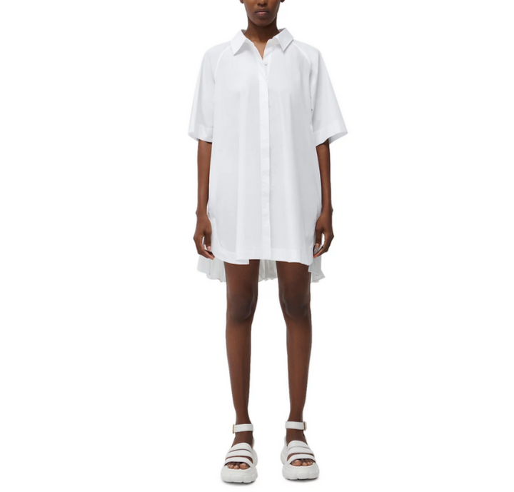 SIMKHAI Blanche Pleated High Low Shirt Dress MSRP $395