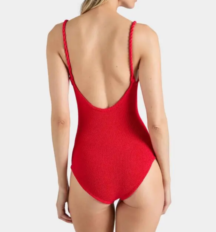 Hunza G Camille Crinkle One-Piece Swimsuit MSRP $315 Size O/S # 17C 878 New