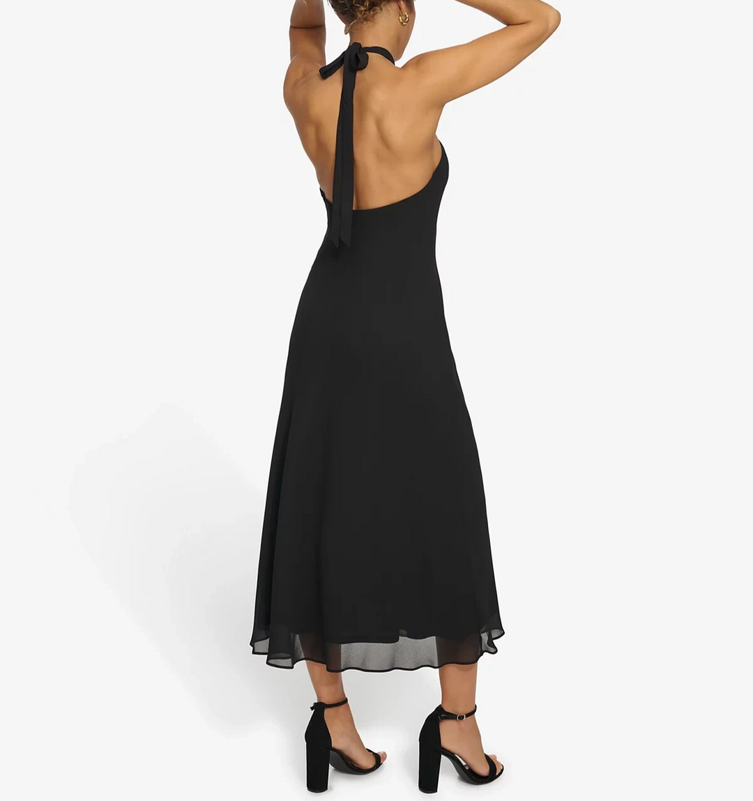 Siena Rosette-Trim Open-Back Halter Dress MSRP $138