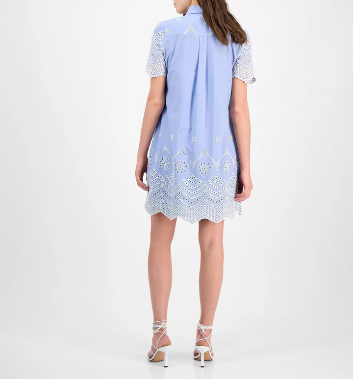 Julia Jordan Women's Cotton Eyelet Short-Sleeve Shift Dress MSRP $129
