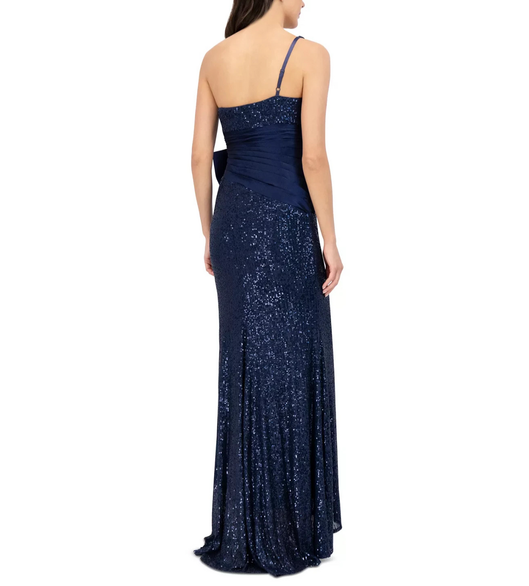 Eliza J Women's One-Shoulder Satin-Bow Sequinned Gown MSRP $268