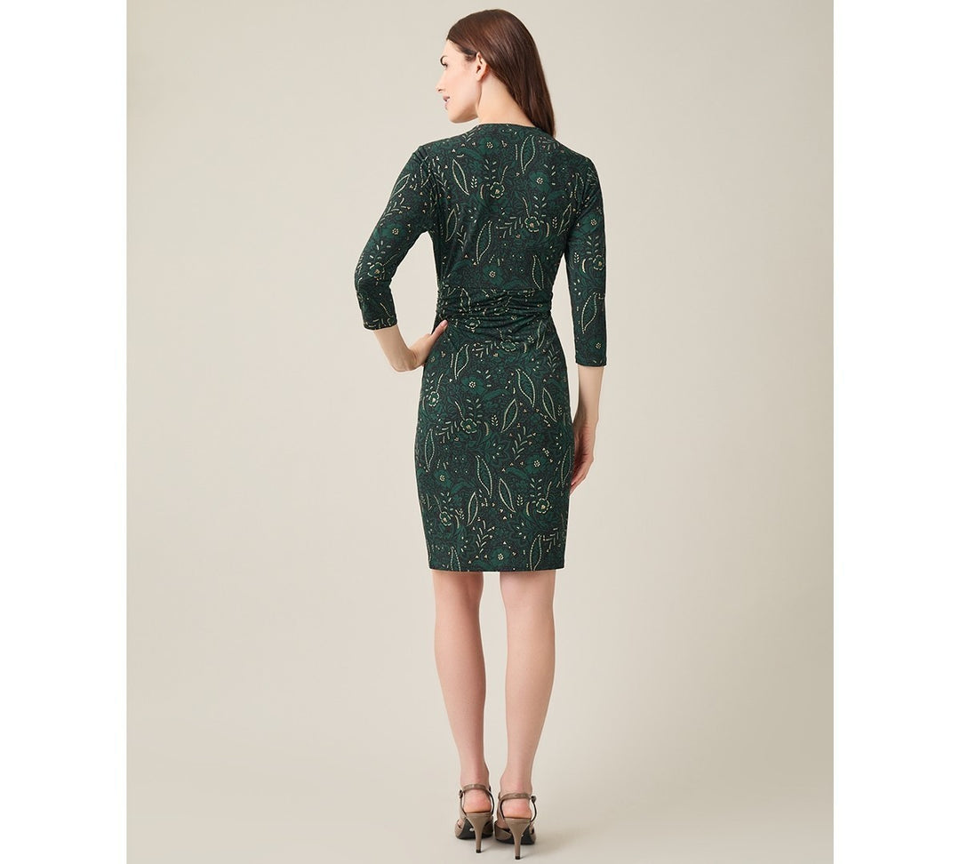 Kasper Women's Printed 3/4-Sleeve V-Neck Wrap Dress MSRP $89