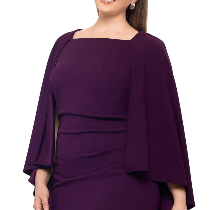 Betsy & Adam Plus Size Cape-Overlay Sheath Dress MSRP $249